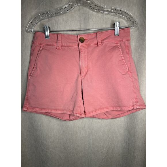 American Eagle Outfitters Barbie Pink MIDI Chino Stretch Shorts Womens Sz 6 - Picture 1 of 9